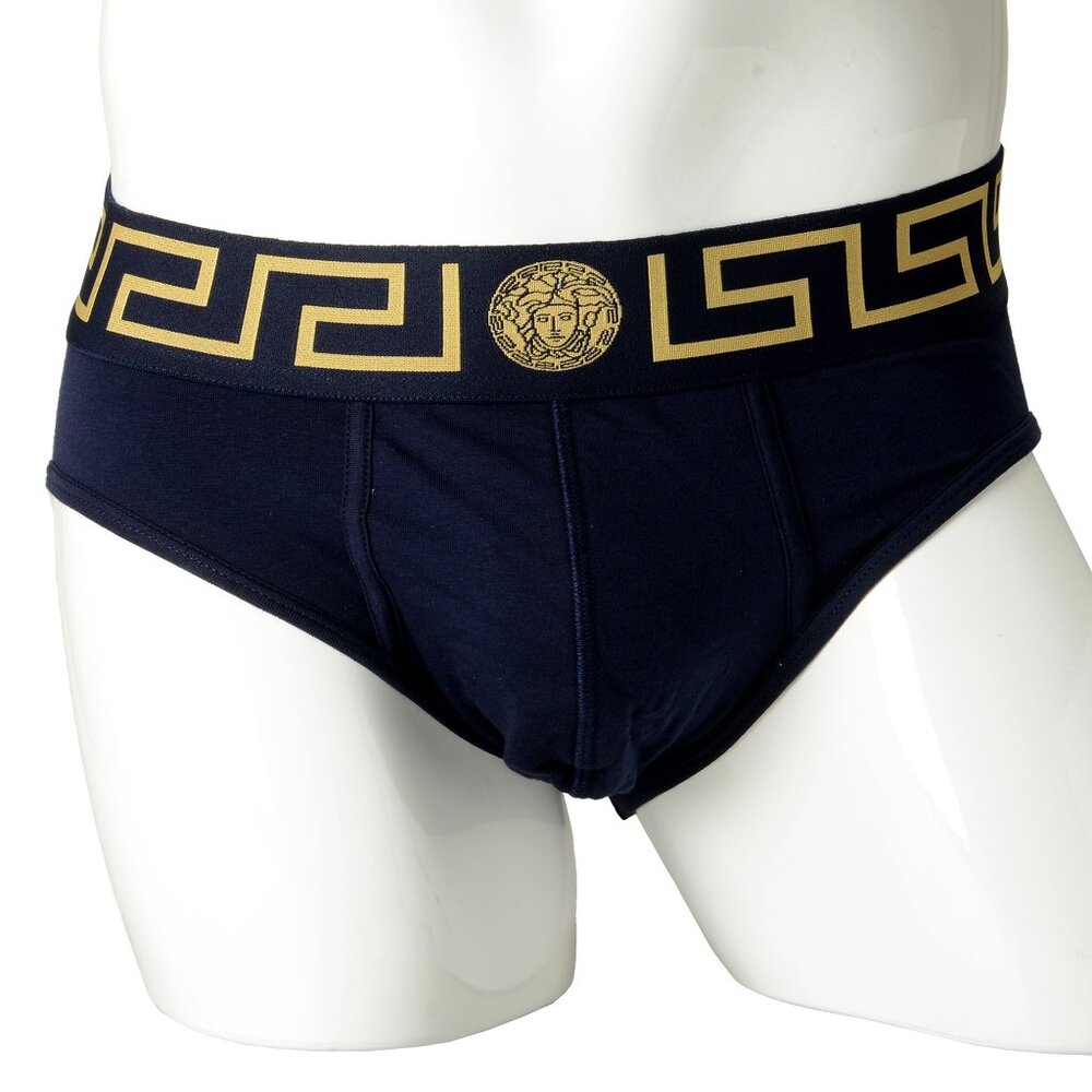 Versace Men's Navy Blue/Gold Low Rise Slip Underwear Versace Sz 6 US L IT 52